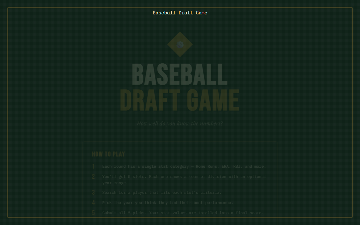 Screenshot of Ballparking - MLB Stat Draft Game